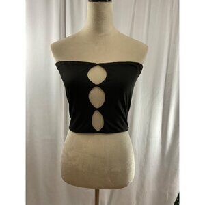 NWT Women's Silk x Peppermayo Black Organic Form Tube Top Size10